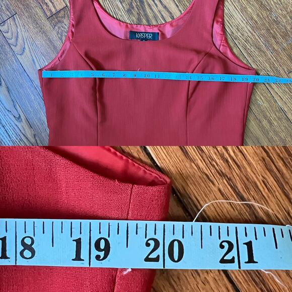 90s Vintage Kasper Red Cropped Tank Blouse Size 12 Side Zip Scoop Neck Coquette - Picture 10 of 15